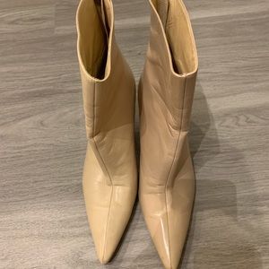 Cream colored leather Jimmy Choo heeled boots